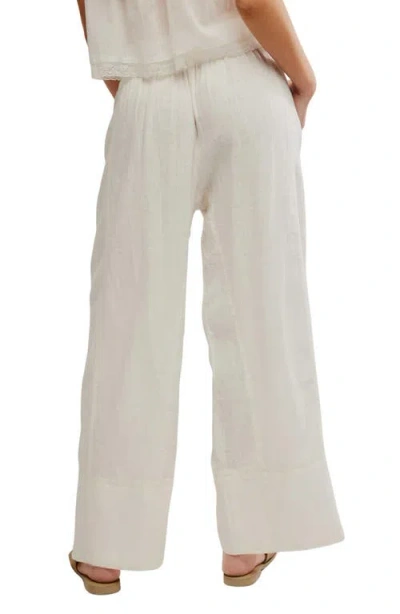 Free People Days End Pull-on Linen Blend Wide Leg Pants In White