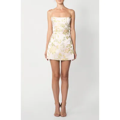 Sau Lee Mari Brocade Cocktail Dress In Neutral