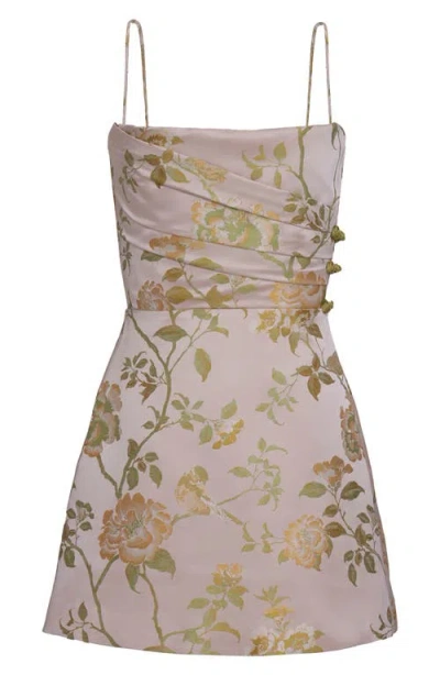 Sau Lee Mari Brocade Cocktail Dress In Neutral