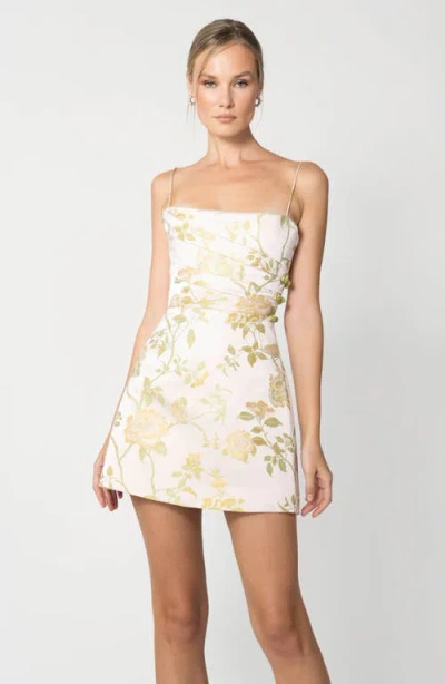 Sau Lee Mari Brocade Cocktail Dress In Neutral