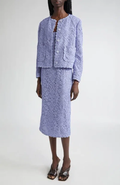 Etro Scalloped Corded Lace Jacket In Blue