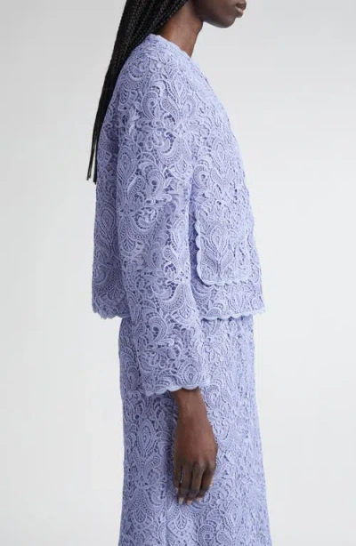 Etro Scalloped Corded Lace Jacket In Blue
