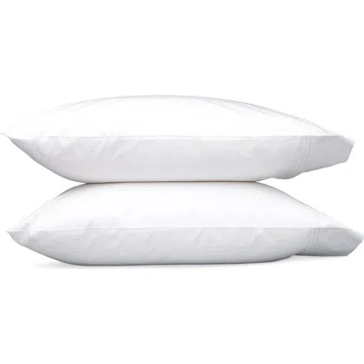 Matouk Bel Tempo Set Of 2 520 Thread Count Cotton Perccale Pillowcases In White