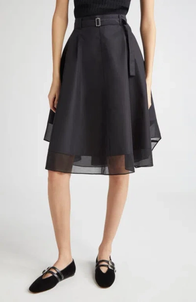 3.1 Phillip Lim Belted Flounce Skirt With Chiffon Combo In Black