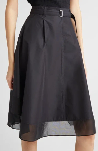 3.1 Phillip Lim Belted Flounce Skirt With Chiffon Combo In Black
