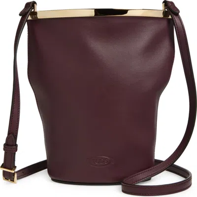 Tod's Magenta Bag Bucket Bag In Leather Small In Burgundy
