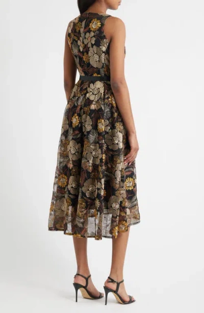 Tahari Asl Women's Embroidered High-low Dress In Black