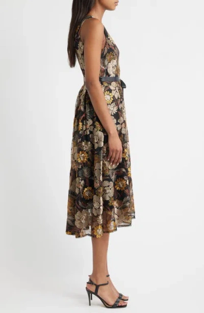 Tahari Asl Women's Embroidered High-low Dress In Black