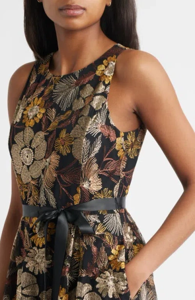 Tahari Asl Women's Embroidered High-low Dress In Black