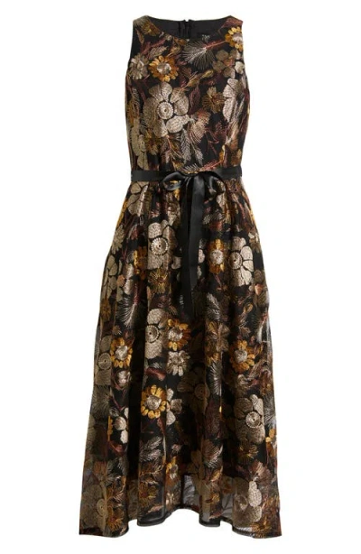 Tahari Asl Women's Embroidered High-low Dress In Black