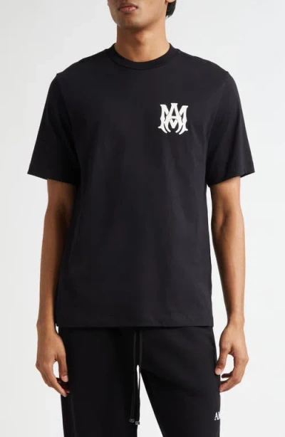 Amiri Black Crewneck T-shirt With Logo Print On The Front And Logo Lettering On The Rear In Cotton Man