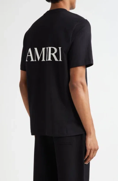Amiri Black Crewneck T-shirt With Logo Print On The Front And Logo Lettering On The Rear In Cotton Man