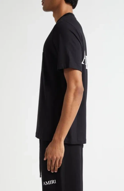 Amiri Black Crewneck T-shirt With Logo Print On The Front And Logo Lettering On The Rear In Cotton Man