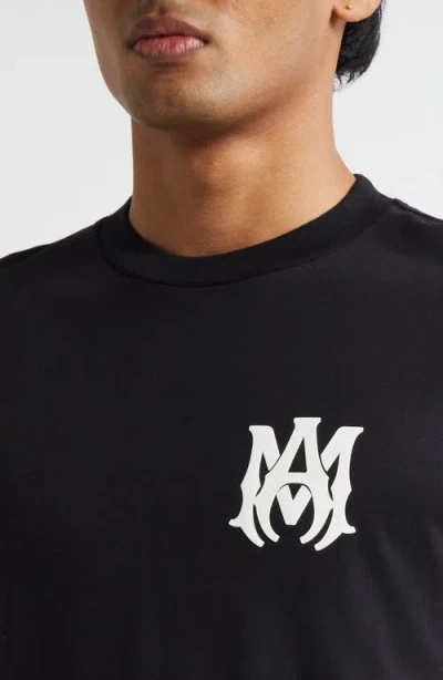 Amiri Black Crewneck T-shirt With Logo Print On The Front And Logo Lettering On The Rear In Cotton Man