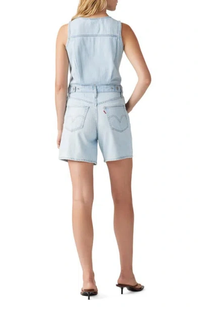 Levi's Vest Light Wash Button-front Denim Romper In Blue