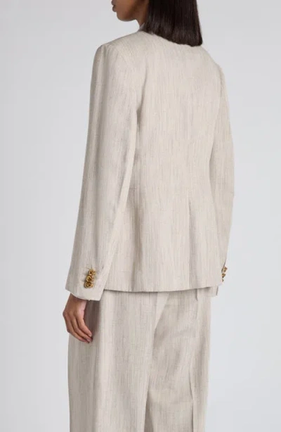 Bottega Veneta Womens Grey Putty Knot Notch-lapels Woven Blazer In Neutral