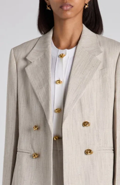 Bottega Veneta Womens Grey Putty Knot Notch-lapels Woven Blazer In Neutral