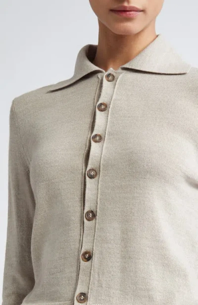Mm6 Maison Margiela Virgin Wool Blend Cardigan With Leather Elbow Patches In Neutral