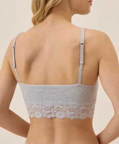 Pact Organic Cotton Lace Smooth Cup Bralette In Gray
