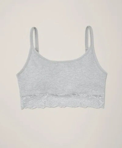 Pact Organic Cotton Lace Smooth Cup Bralette In Gray