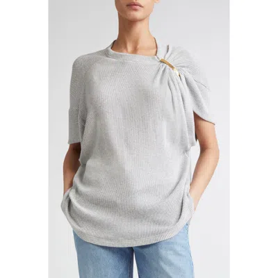 Brandon Maxwell The Faye Asymmetric T-shirt With Shoulder Hardware