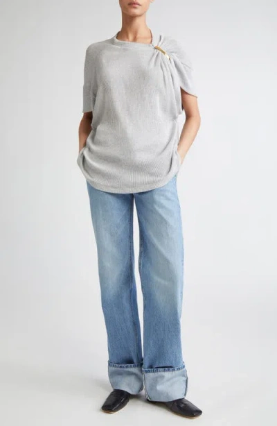 Brandon Maxwell The Faye Asymmetric T-shirt With Shoulder Hardware