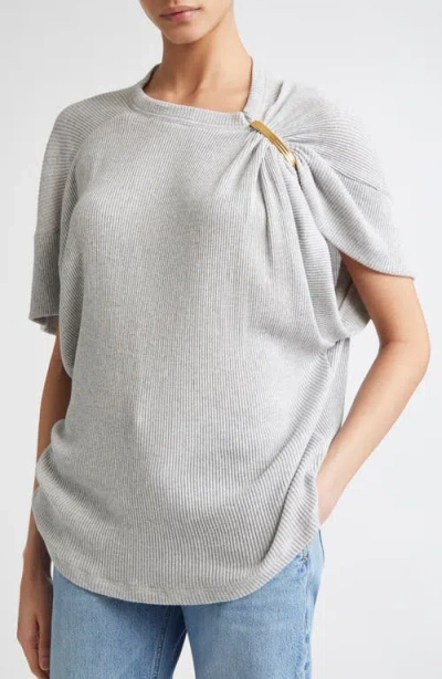 Brandon Maxwell The Faye Asymmetric T-shirt With Shoulder Hardware