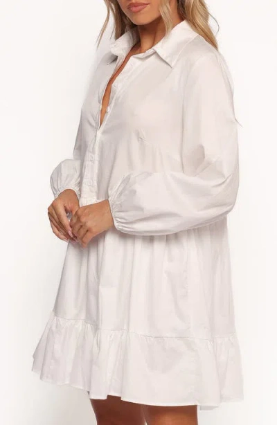 Petal And Pup Petal & Pup Carlotta Long Sleeve Mini Shirtdress In White