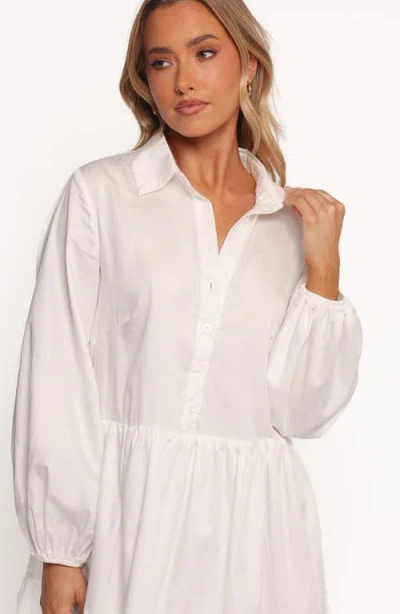Petal And Pup Petal & Pup Carlotta Long Sleeve Mini Shirtdress In White