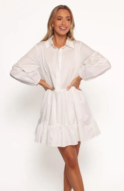 Petal And Pup Petal & Pup Carlotta Long Sleeve Mini Shirtdress In White