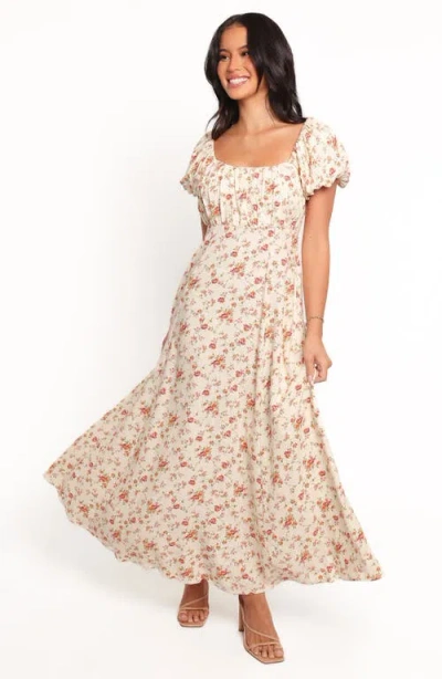 Petal And Pup Petal & Pup Marnie Floral Print Cotton & Linen Maxi Dress In Neutral