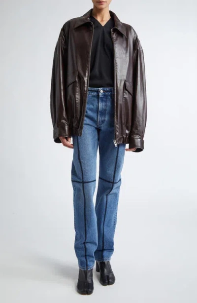 Mm6 Maison Margiela Mm6 By Maison Margiela Flared Blue Jeans With Contrasting Stitching In Blue
