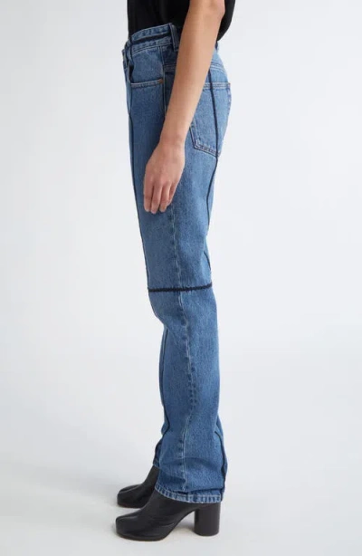 Mm6 Maison Margiela Mm6 By Maison Margiela Flared Blue Jeans With Contrasting Stitching In Blue