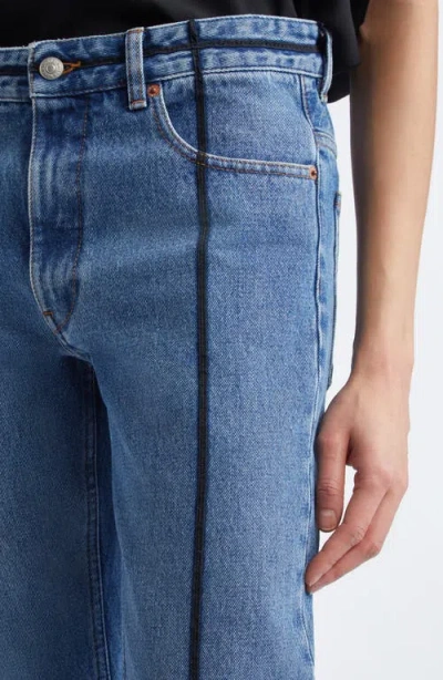 Mm6 Maison Margiela Mm6 By Maison Margiela Flared Blue Jeans With Contrasting Stitching In Blue