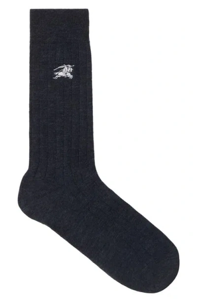 Burberry Everyday Ekd Embroidered Wool Blend Crew Socks In Multi
