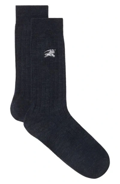 Burberry Everyday Ekd Embroidered Wool Blend Crew Socks In Multi