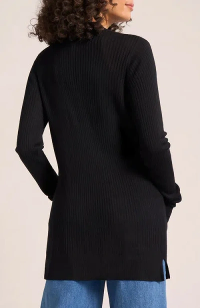 Matty M . Colfax Longline Open Front Cardigan In Black