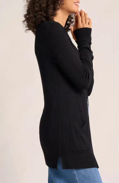 Matty M . Colfax Longline Open Front Cardigan In Black