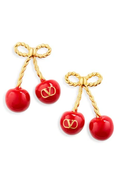 Valentino Garavani Chez Valentino Cherryfic Drop Earrings In Gold