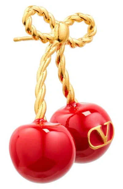 Valentino Garavani Chez Valentino Cherryfic Drop Earrings In Gold