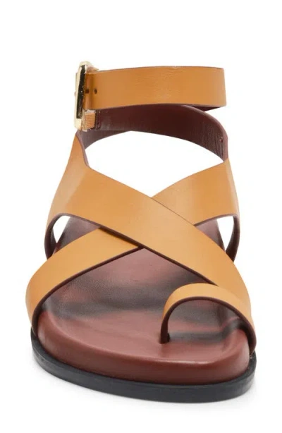 Free People Anya Ankle Strap Toe Loop Sandal In Brown