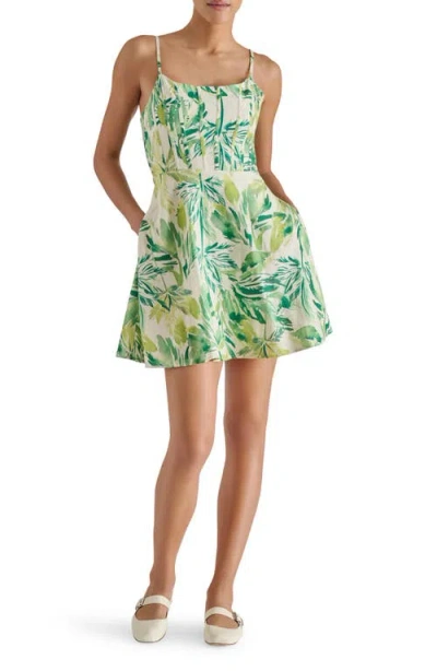 Steve Madden Oakley Fit & Flare Linen Blend Minidress In Green