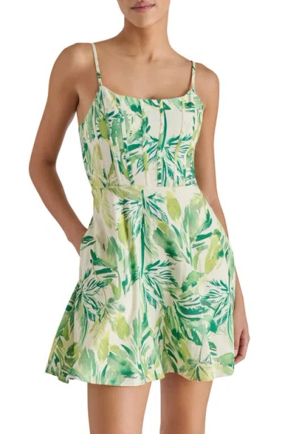 Steve Madden Oakley Fit & Flare Linen Blend Minidress In Green