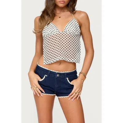 Edikted Polka Dot Backless Chiffon Top
