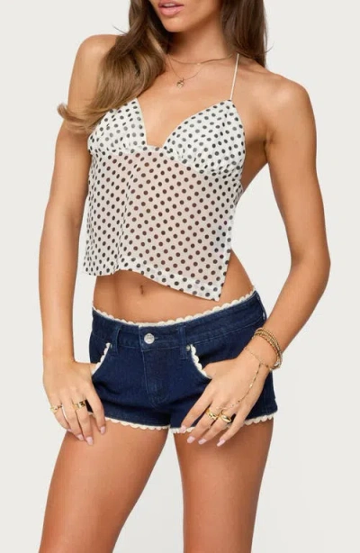Edikted Polka Dot Backless Chiffon Top