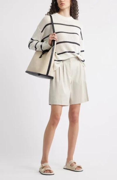 Nordstrom Open Knit Linen Sweater In White