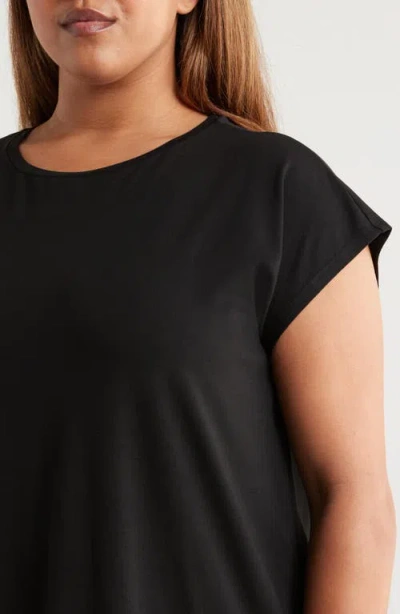 Eileen Fisher Pima Cotton Stretch Jersey Round Neck Dress In Black