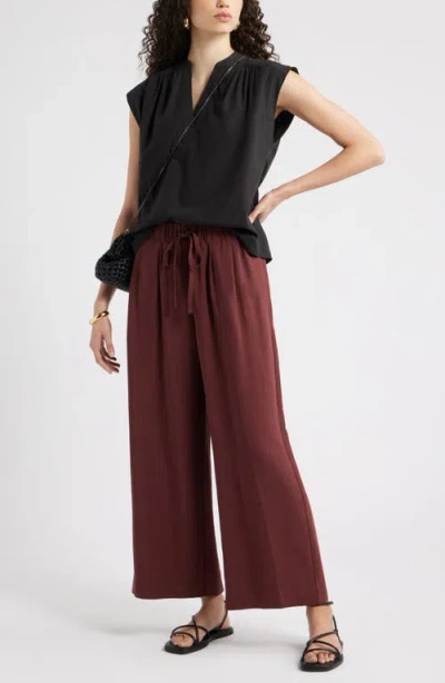 Nordstrom Shirred Cap Sleeve Top In Black