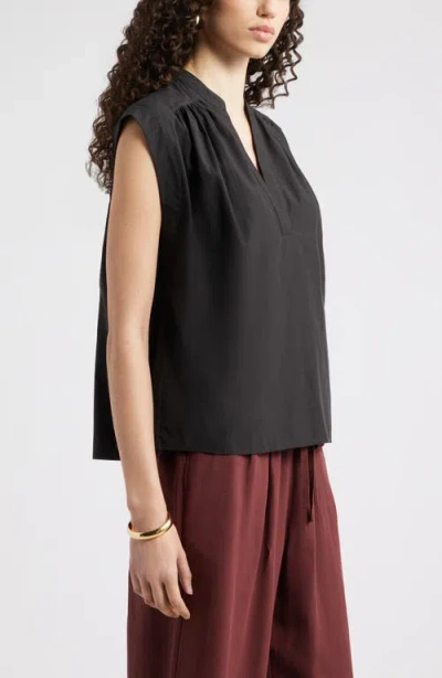 Nordstrom Shirred Cap Sleeve Top In Black