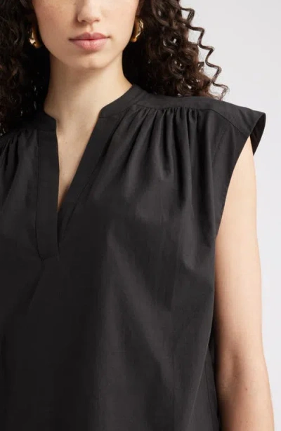 Nordstrom Shirred Cap Sleeve Top In Black